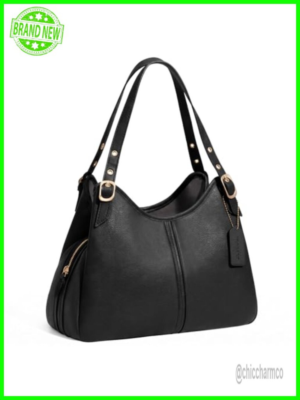 Faux Leather Hobo Handbag Slouchy Crescent Shoulder Bag Large Capacity